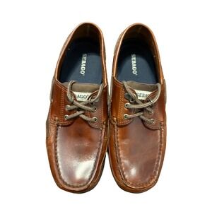 Sebago Mens Brown Leather Boat Shoes Classic Nautical Moc Toe Loafers Size 8W